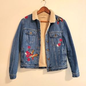 Mavi embroidered sherpa jean jacket